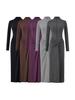 Elegant High-Neck Long-Sleeve Dress for Women, Autumn/Winter, Waist-Cinching, Hip-Hugging with Twisted Design
