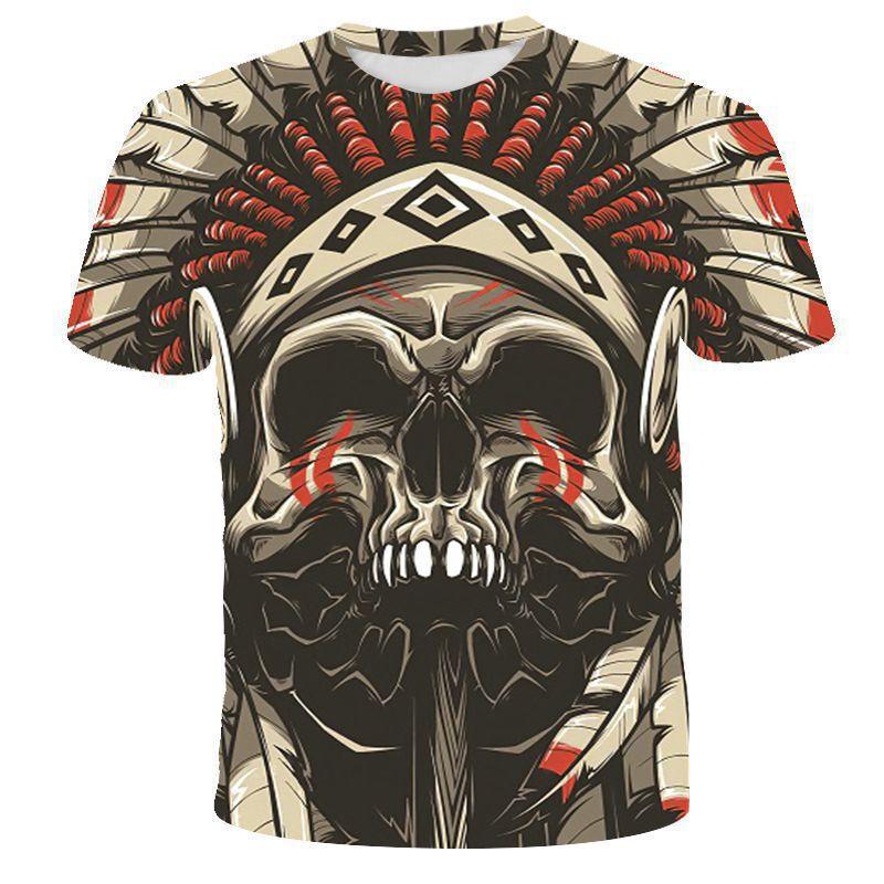 Cool Streetwear Short Sleeve T-Shirt, Skull Flame Graphic, Stylish and Unique