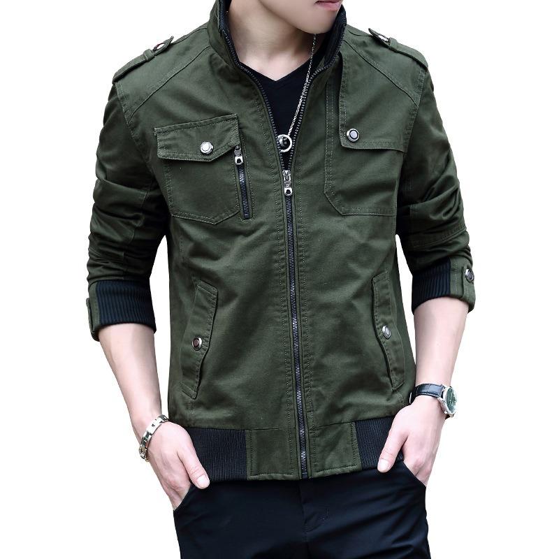 Neue Herrenjacke Outdoor große Größe Stehkragen Frühling und Herbst Denim Workwear Trend Reine Baumwolljacke auf Kleidung