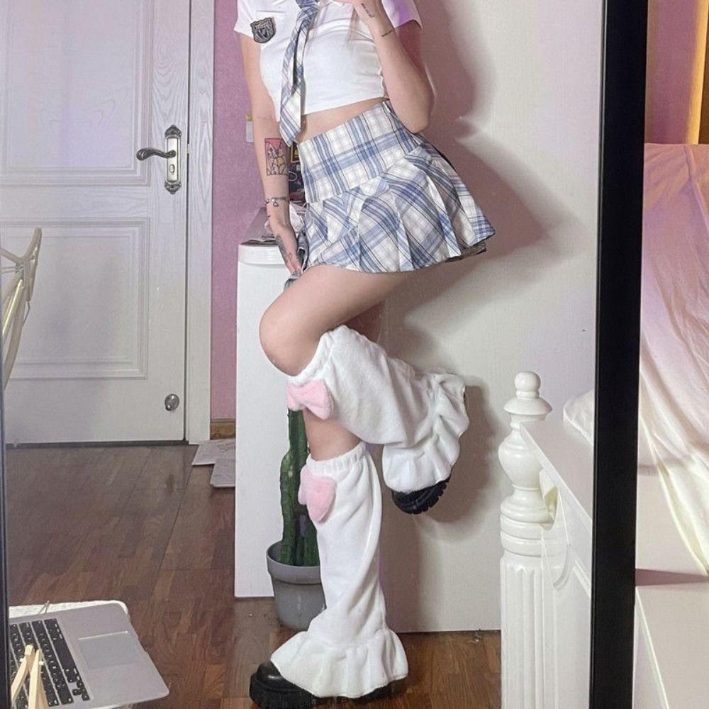 Plush Leg Warmers Winter Warm Y2K Foot Cover Kawaii Leg Cover  Lolita