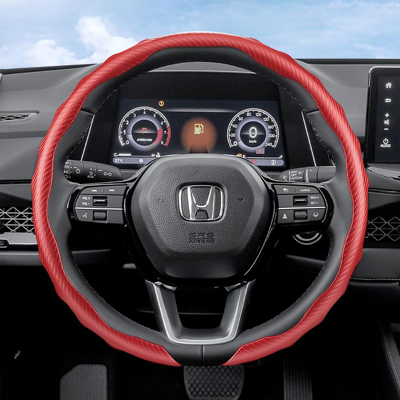 Suitable for Honda Carbon Fiber Texture Steering Wheel Cover Snap-On Wave-Shaped Sports Design Protective Shell Crv Civic Accord Hrv City Passport