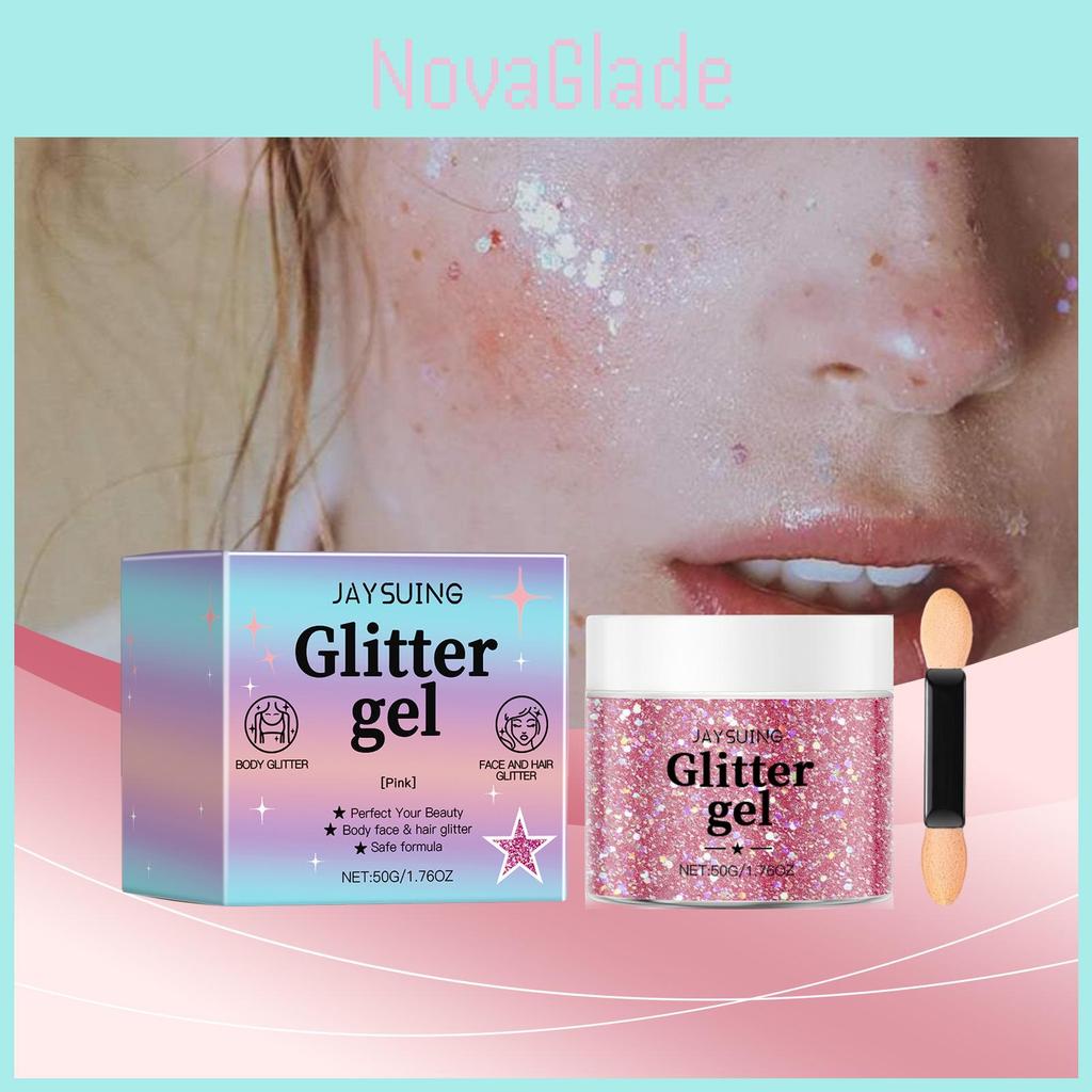 Jaysuing Pink Glittering Shimmer Gel Versatile For Face And Body Highlighter Eyeshadow