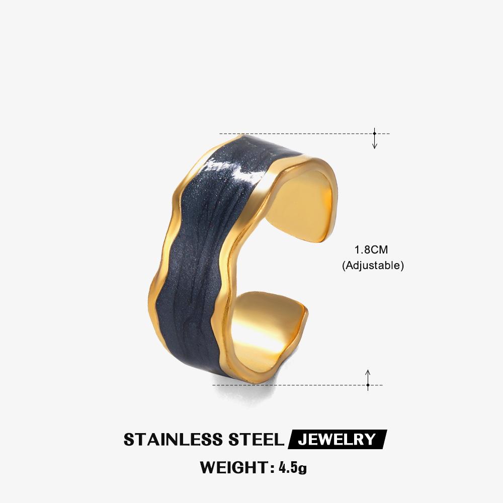 Stainless Steel Gold Color Drip Ring For Women French Vintage Adjustable Ring Party Jewelry Accessory
