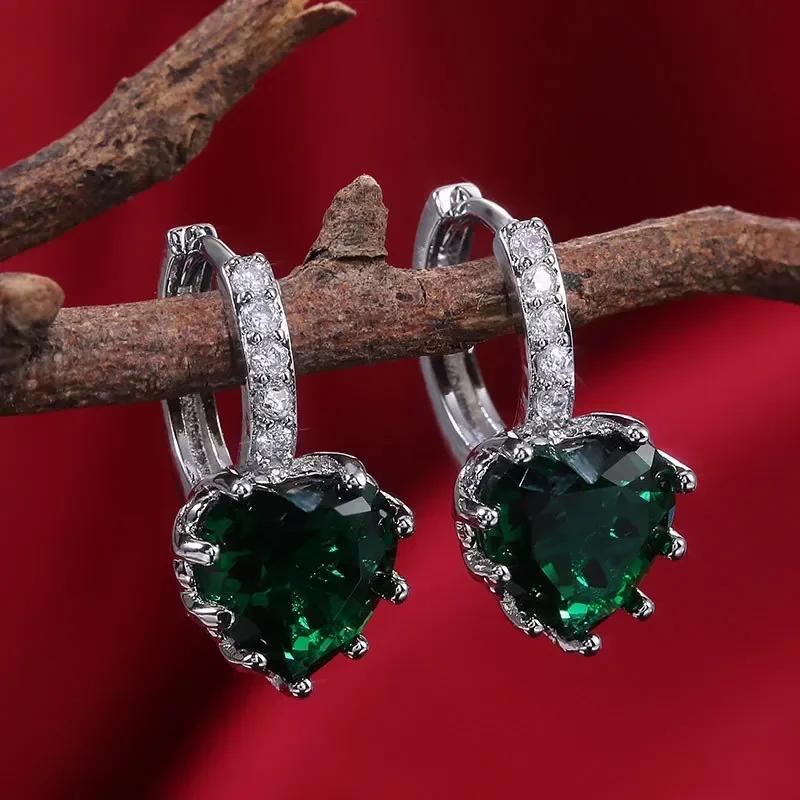 2026 New Style Fashion Green Crystal Pendant Earrings for Women's Engagement Party Accessories with Noble Unique Zircon