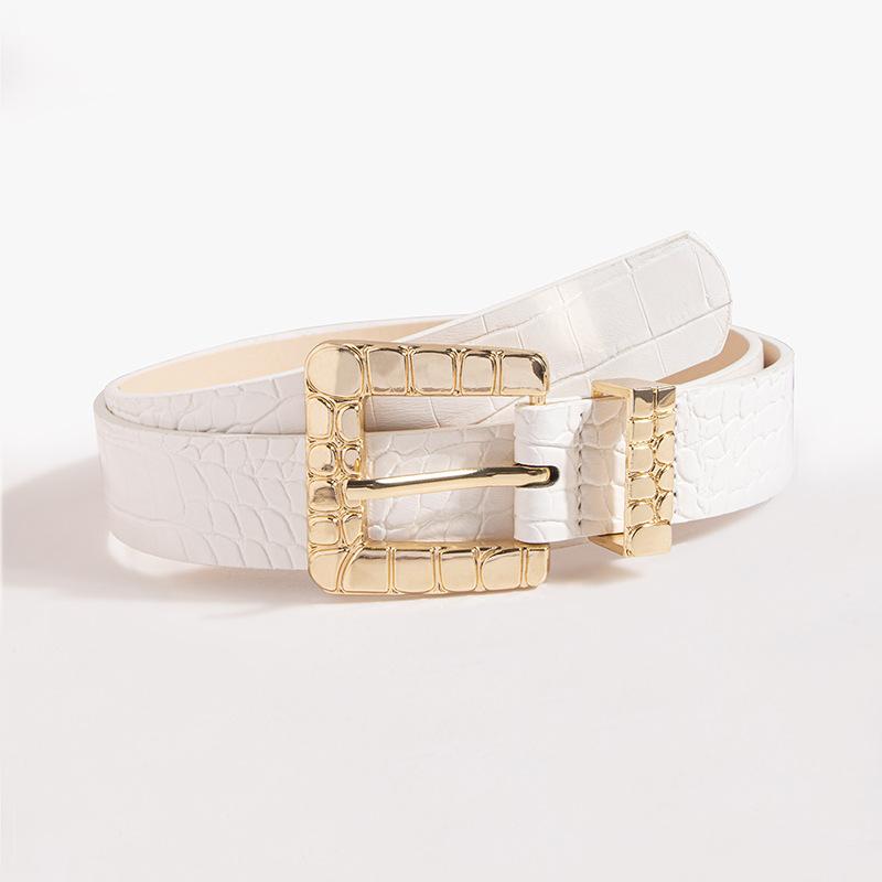 New Women's Crocodile Pattern Buckle Crocodile Pattern Patent Leather Chic Fashion European and American Business Belt