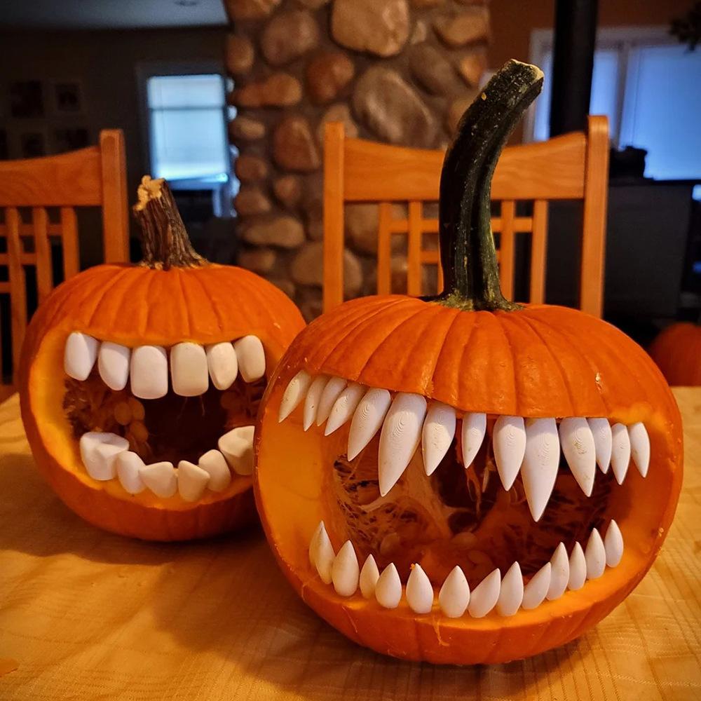 Spooky Pumpkin Teeth 3D‑Printed Ornament, Halloween Cosplay Party Prop, Creative Holiday Dress‑up Decoration Supply
