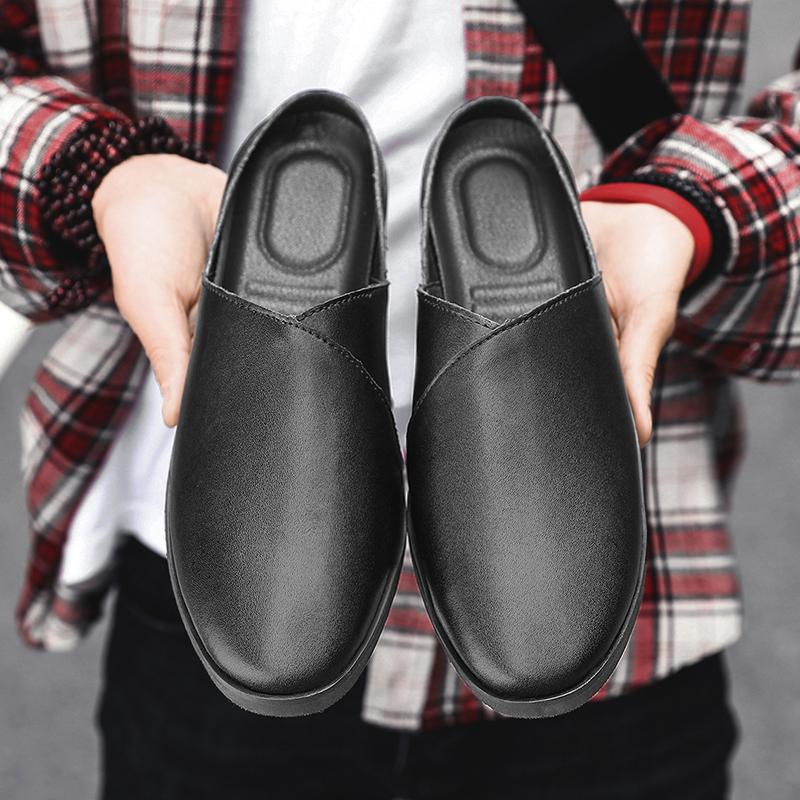 נעלי מולר לגברים בעבודת יד, נעלי מוקסין קיץ לגברים, נעלי קז'ואל לגברים נושמות, נעלי בית חצי נעל קלות משקל, נעליים שטוחות נוחות לגברים, נעליים עצלות