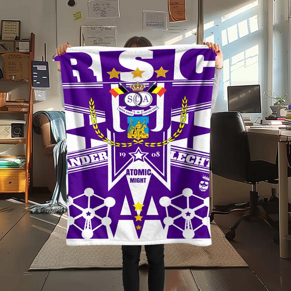 1 ks Flanelová deka s potiskem Royal Sporting Club Anderlecht, Vysoce kvalitní, Pro všechna roční období, Domácí dekorace, Teplo a pohodlí, Ideální jako vánoční dárky