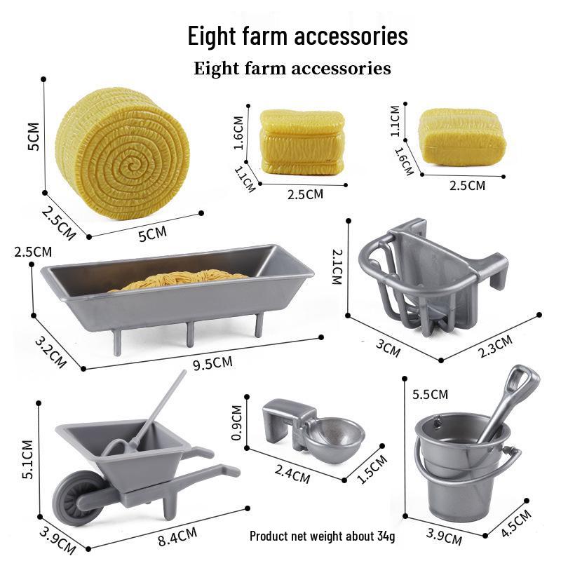 Farm Animal and Human Figures Playset with Fences: Rabbit, Sheep, Donkey, Cow - Parent-Child Simulation Toy