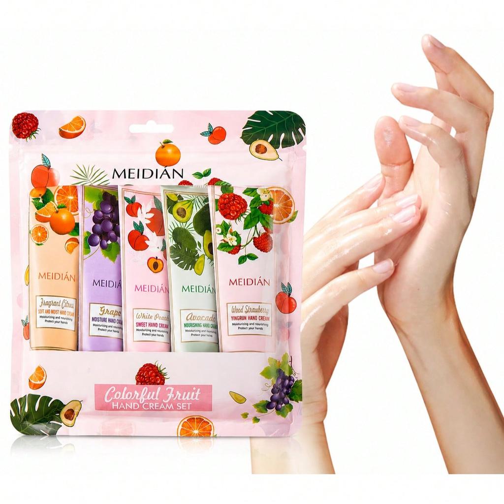 1 Box/5Pcs Fruit Scent Hand Cream, Deep Hydrating Moisturizing Lotion, Remove Dead Skin & Calluses
