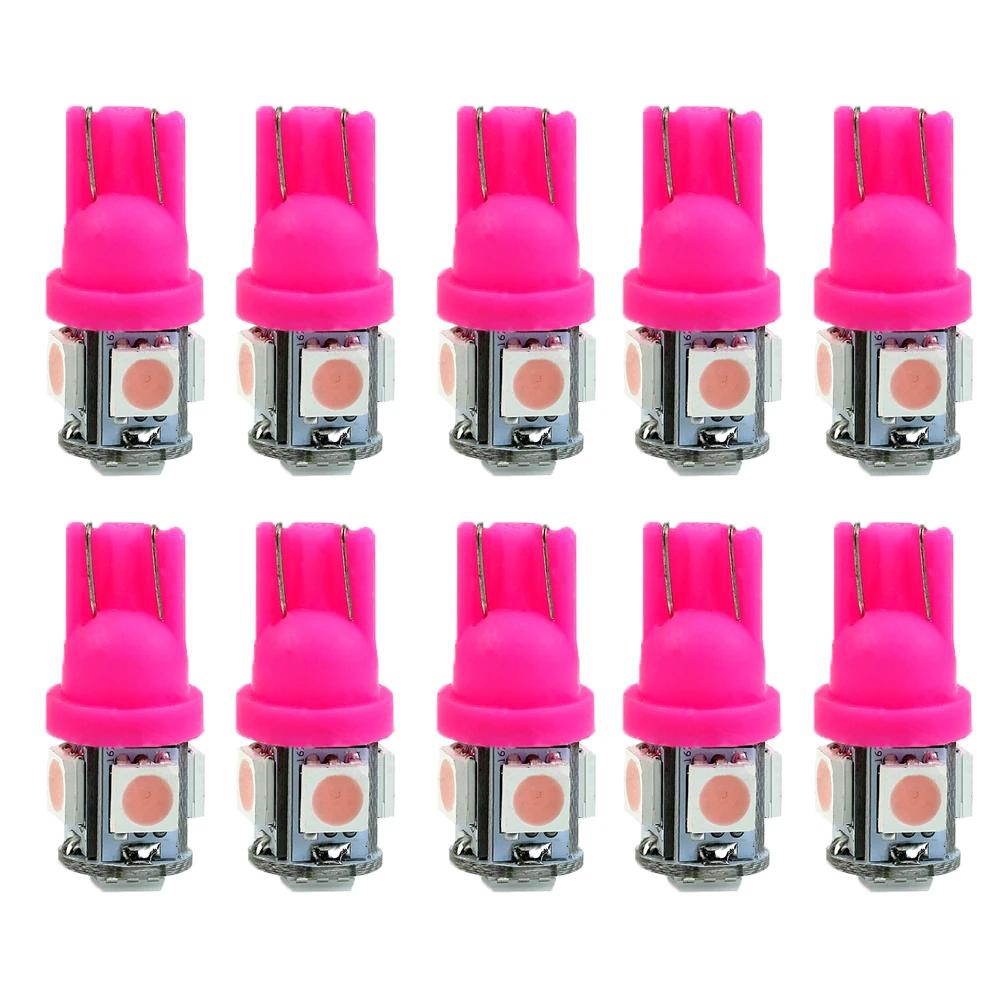 

10 шт. автомобильный клиновидный задний фонарь универсальный автомобильный T10 158 192 194 168 W5W 5050 SMD 5 светодиодный светильник для украшения автомобиля автомобильные аксессуары для освещения розовый