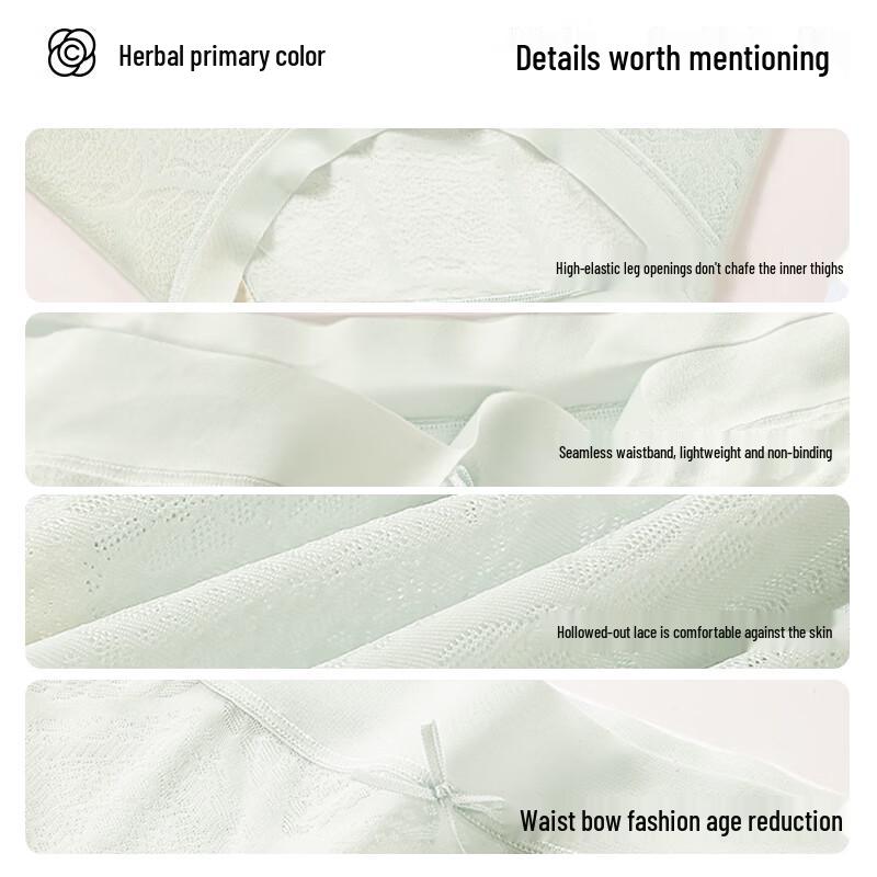 FuyanJie F203 Women's 7A Antibacterial Seamless Lace Underwear 3-Pack