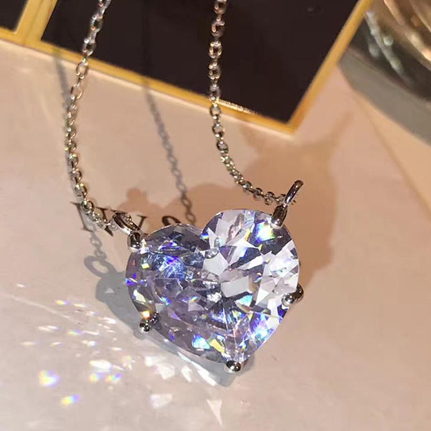 Collana Cuore in Argento Sterling 925 di Lusso Gioielleria Raffinata Collana con Ciondolo Cuore di Zaffiro Bianco da 4 ct per Donne Regalo di Anniversario