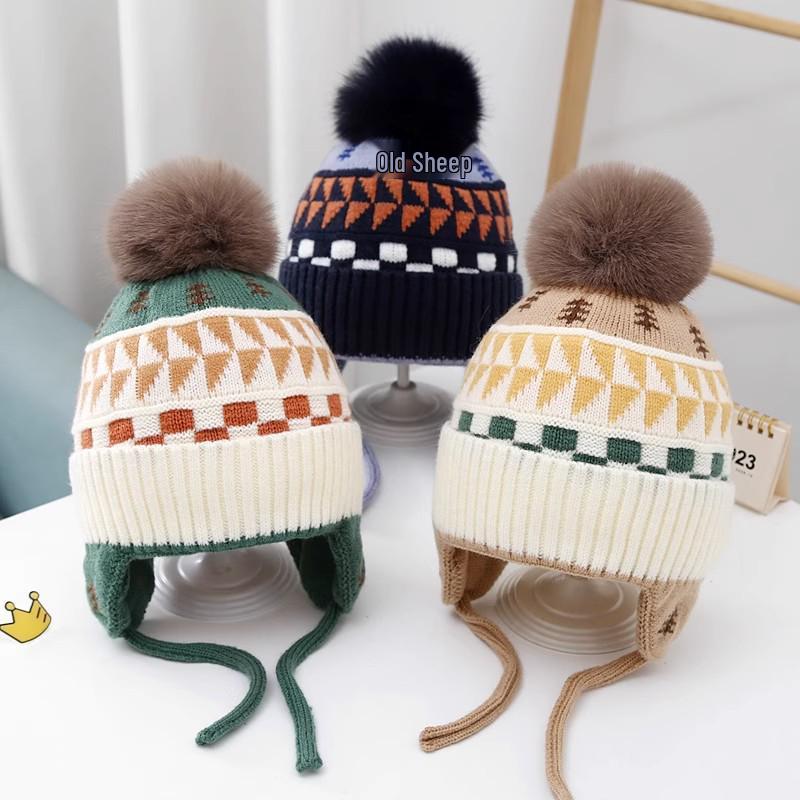 

Новое поступление: Детская шапка-помпон с защитой ушей, вязаная, для осени/зимы