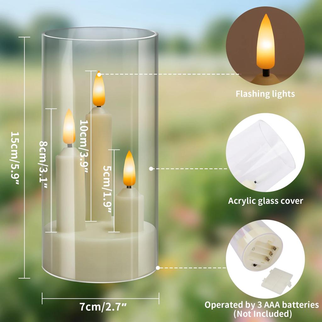 3IN1 LED Elektronische Kerze Teelicht Mehrfarbig LED Kerze Mit IR Fernbedienung Flackernde Lampe Acryl Kerzen für Weihnachten Hochzeit
