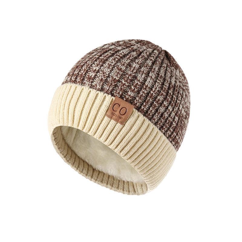 Cold Hat Letter Mark Men Korean Style Knitted Wool Hat Women Autumn and Winter Plus Velvet Thickened Ear Protection Head Hat