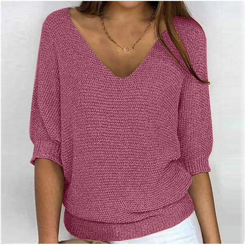2026 Damen einfarbig Rundhals 3/4 Ärmel Stricktop Klimaanlagen Cardigan Tägliche Kleidung
