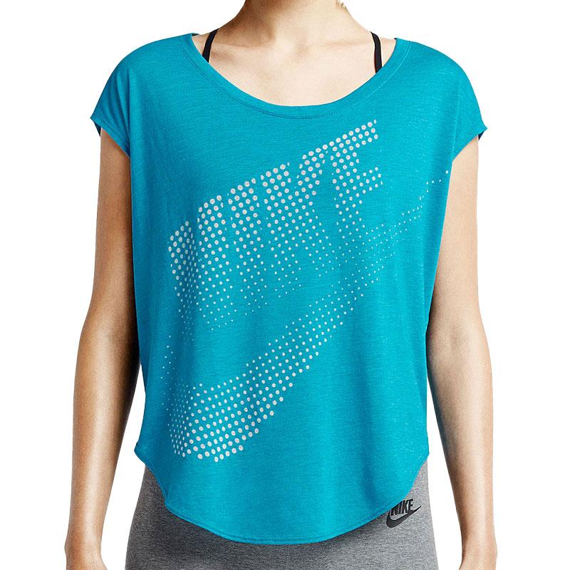 

Nike Casual Sports Breathable Fashion Short Sleeve T-Shirt Women tops Coral-Blue 642773-413 M