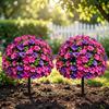 2pc Artificial Morning Glory Flower Garden Stakes with Realistic Plastic Leaves and Durable Ground Stakes for Outdoor Yard Patio Decoration