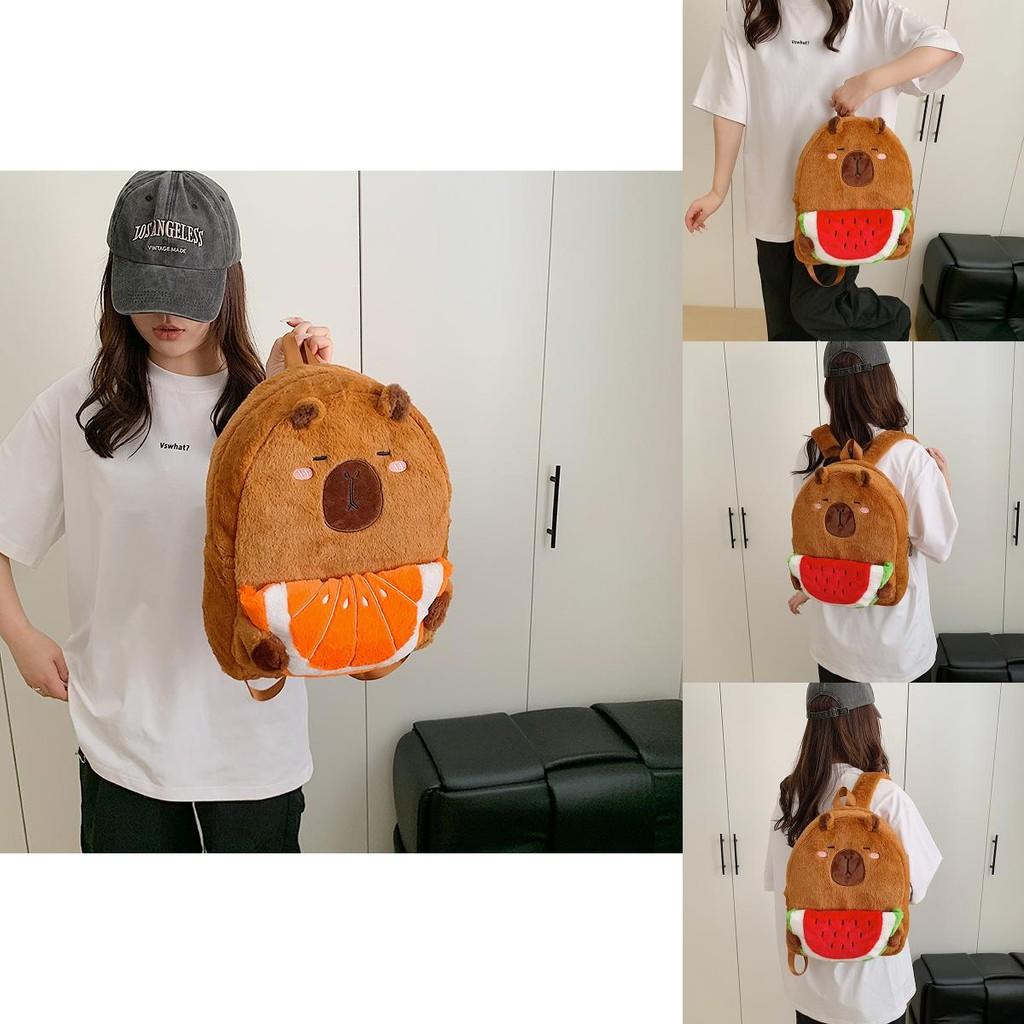 Capybara Plush Backpack For Kids With Zipper Closure And Breathable Design For School And Travel