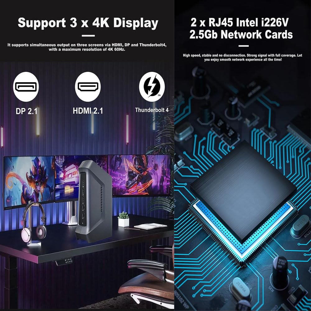 SZBOX Mini PC Small F12 125H No OS Intel Core Ultra 5 125H To No RAM or SSD Game Console Computer (up 4.5GHz) USB3.23 USB2.0 Type-C (Thunderbolt