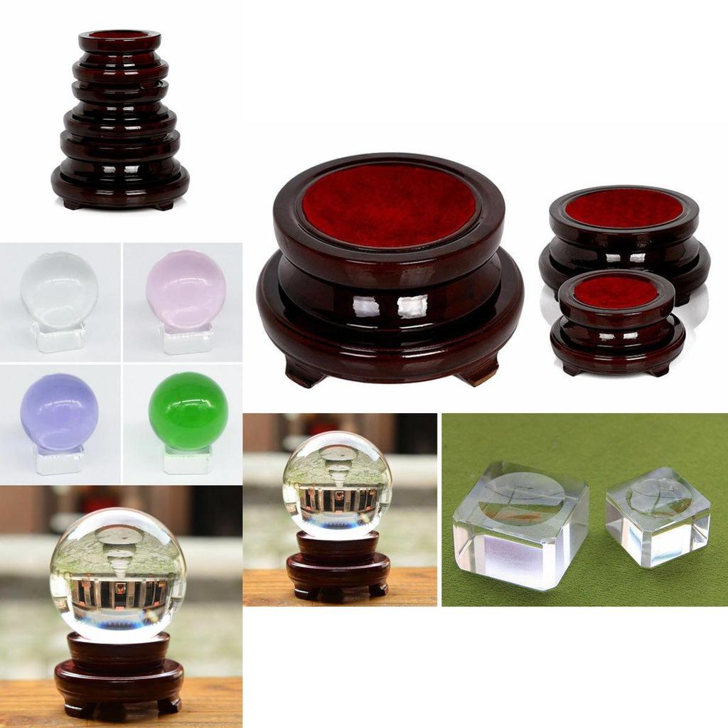 Support de Présentation Élégant en Bois Vintage Support de Base Pour Boule de Cristal Sphère Globe Décoratif