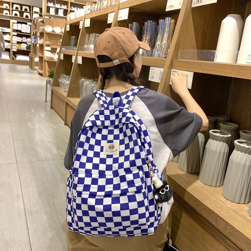 Chessboard Girls Pattern Boys Backpack Front Organizer Laptop Storage School Bag