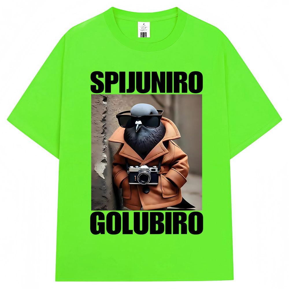 Spijuniro Golubiro Funny Italian Brainrot Meme T Shirt Humor Pigeon Graphic Men Women Novelty Tshirts Fashion Loose Cotton Tees