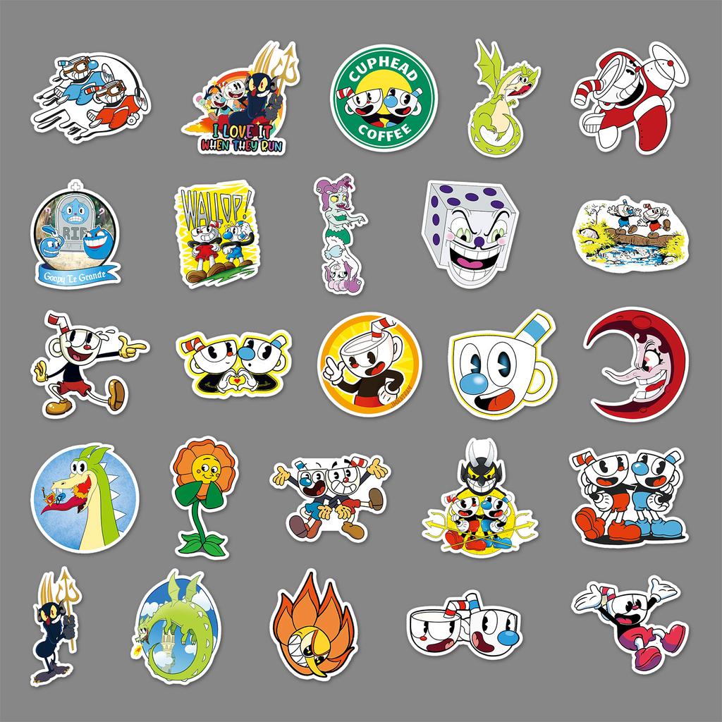 50 Tea Cup Head Doodle Personality Cartoon Game Guka Decorative DIY Skateboard Mobile Suitcase Stickers