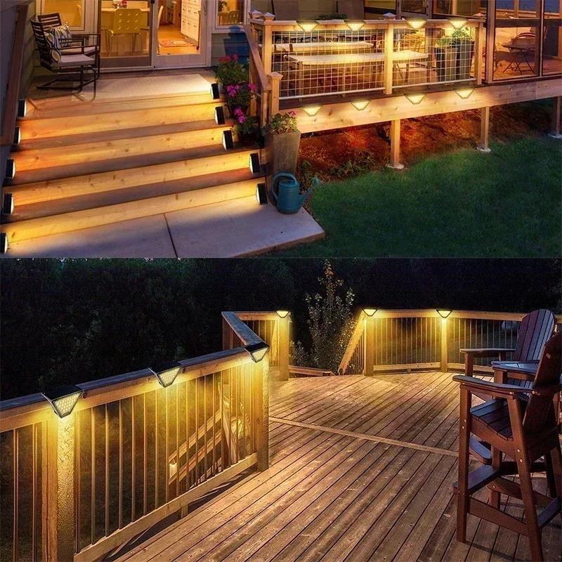 Warm Light LED Solar Step Lamp Path Stair Outdoor Garden Lights Waterproof Balcony Light Decoration for Patio Stair Fence Light