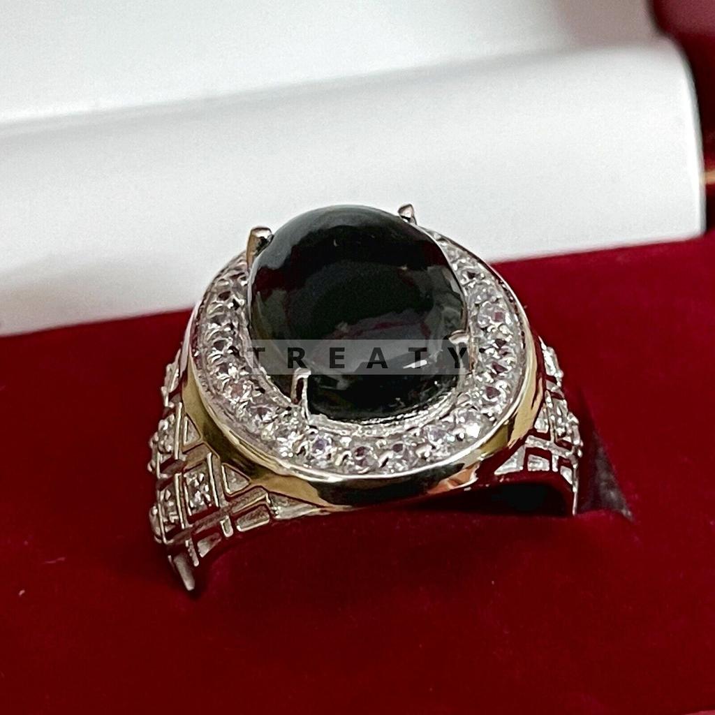 Black Onyx Oval Cut Gemstone With 925 Sterling Silver Ring For Men's #173 JL375723546864
