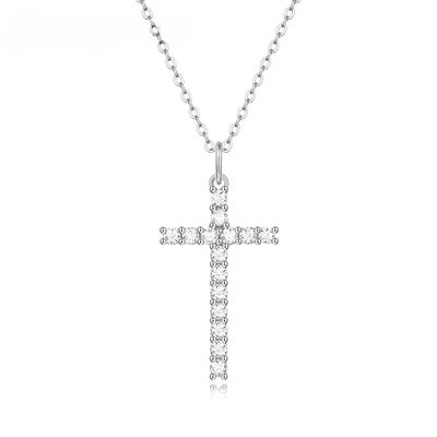 Vollständige Moissanit-Kreuz-Anhänger-Halsketten für Frauen aus massivem 925er-Sterlingsilber, edler Schmuck, Halskette, Braut- und Hochzeitsgeschenke