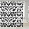 Vintage Boho Damask Floral Bathroom Curtain,Bohemian Exotic Goth Shower Curtain Victorian Baroque Flower Shower Bathtub Decor
