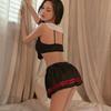Women Sexy Lingerie Student Uniform College School Girl Cosplay Adult Role Play Costume Black Mini Skirt Erotic Underwear Set