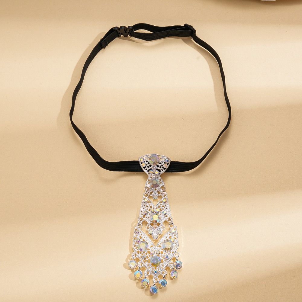 Tassel Rhinestone Necktie Adjustable Crystal Necktie Trendy Formal Business Ties Unisex