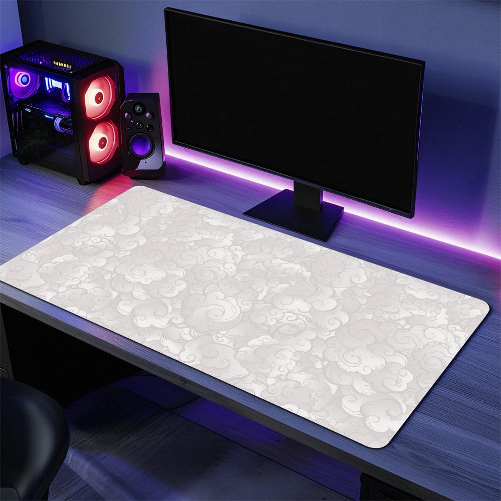 Japanese Clouds Smoke Seigaha Wind Mouse Pad Large Desk Mat Keyboard Ergonomic Office Rubber PC Non-slip Anti-fray Home Custom