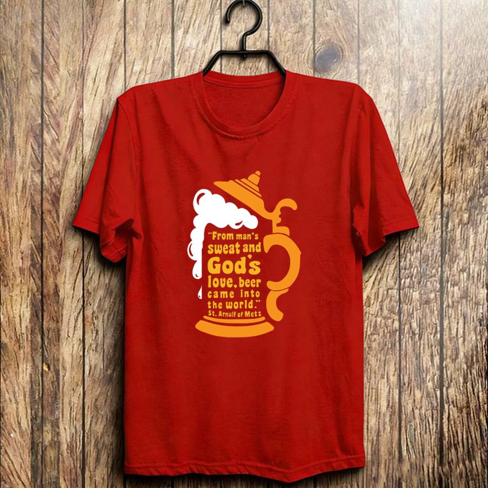 Saint Arnulf Beer Quote Graphic T-Shirt Men Unisex Tee Fashionable Streetwear Casual Summer Top Trendy Drinker Gift Cotton Shirt
