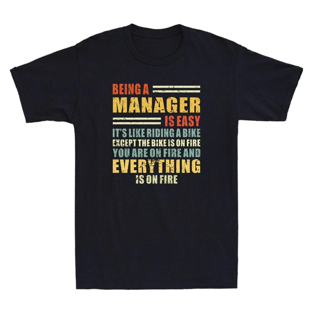 Being A Manager Is Easy It s Like Riding A Bike Funny Quote Retro Men s T-Shirt L