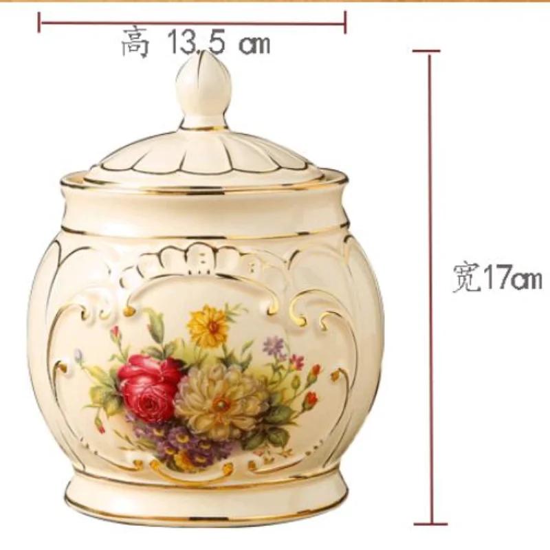 

European-style Ceramic Sealed Candy Jar Coarse Grain Storage Cans with Lids Tea Cans Home Kitchen Storage Decoration Kimchi Jar