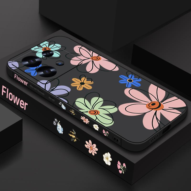 Lanyard Soft TPU Case For Xiaomi Redmi Note 14 13 Pro Plus 12 14 Pro 5G Note 13 11 13C 4G Cartoon Flower Patterned Phone Cover