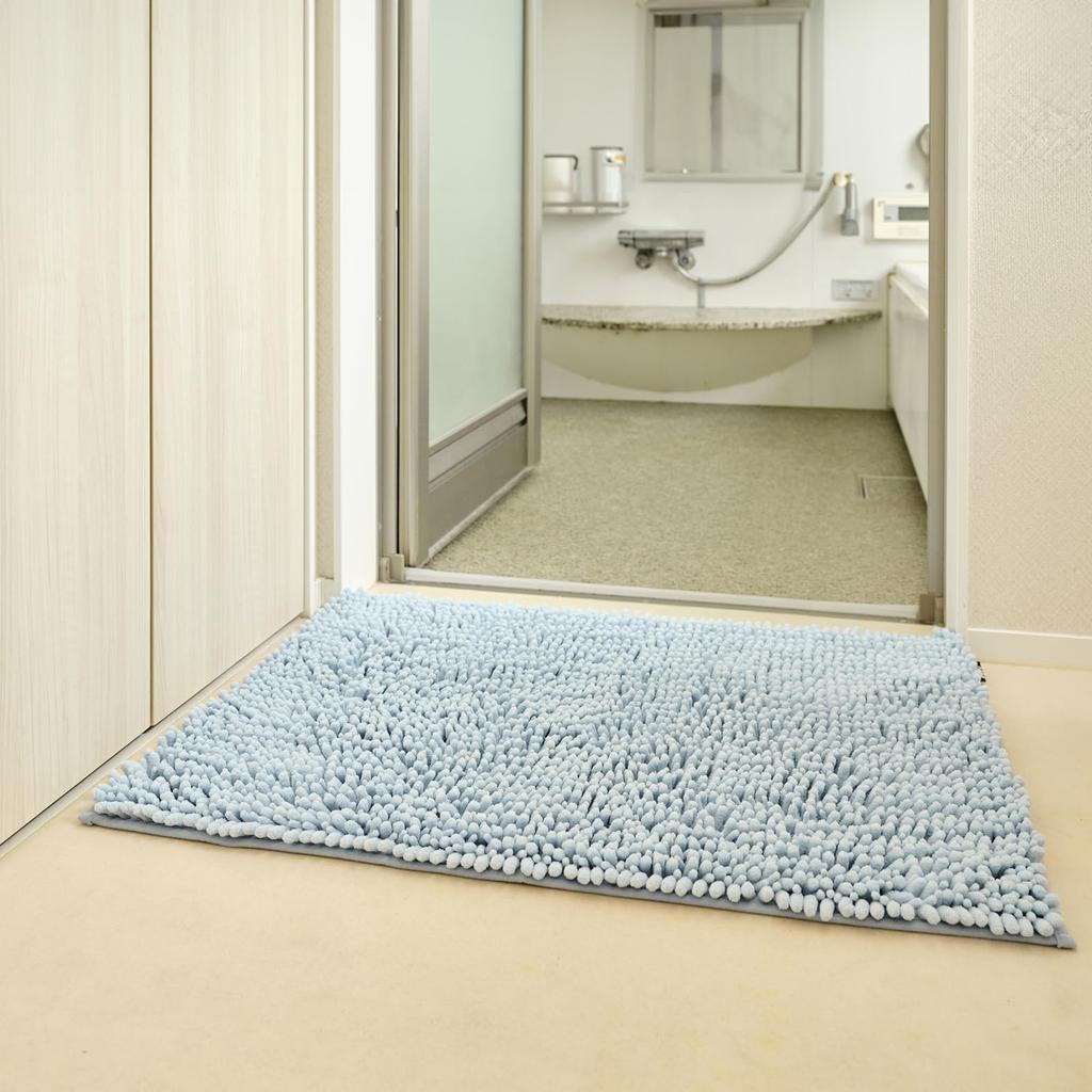 Yamazaki Sangyo Bath Absorbent Microfiber SUSU Strong W XL Size 55 X 80 205769 (Patented) Mat, EC, Antibacterial, Blue, Cm,