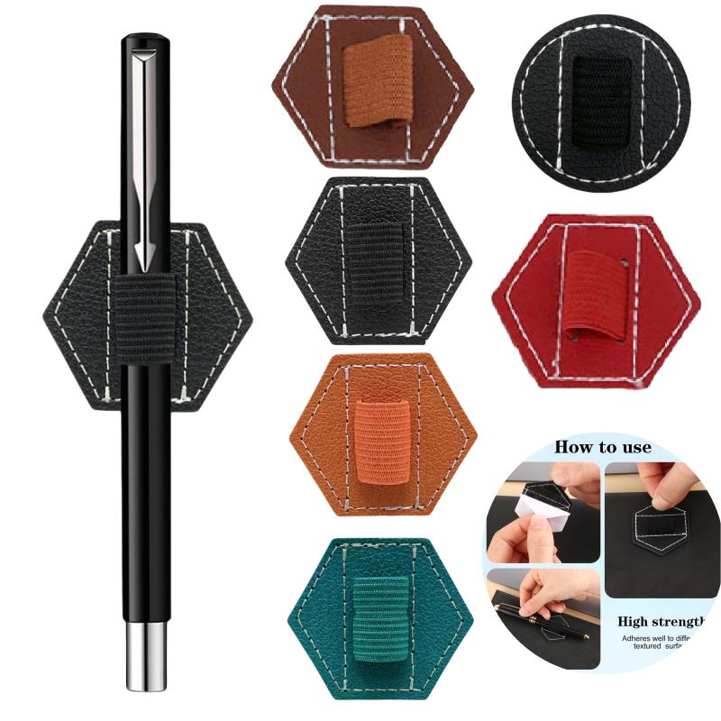PU Self-adhesive/Magnetic attraction Pen Holder IPad Capacitive Pen Holder Elastic Band Computer Pen Holder Stationery Organizer