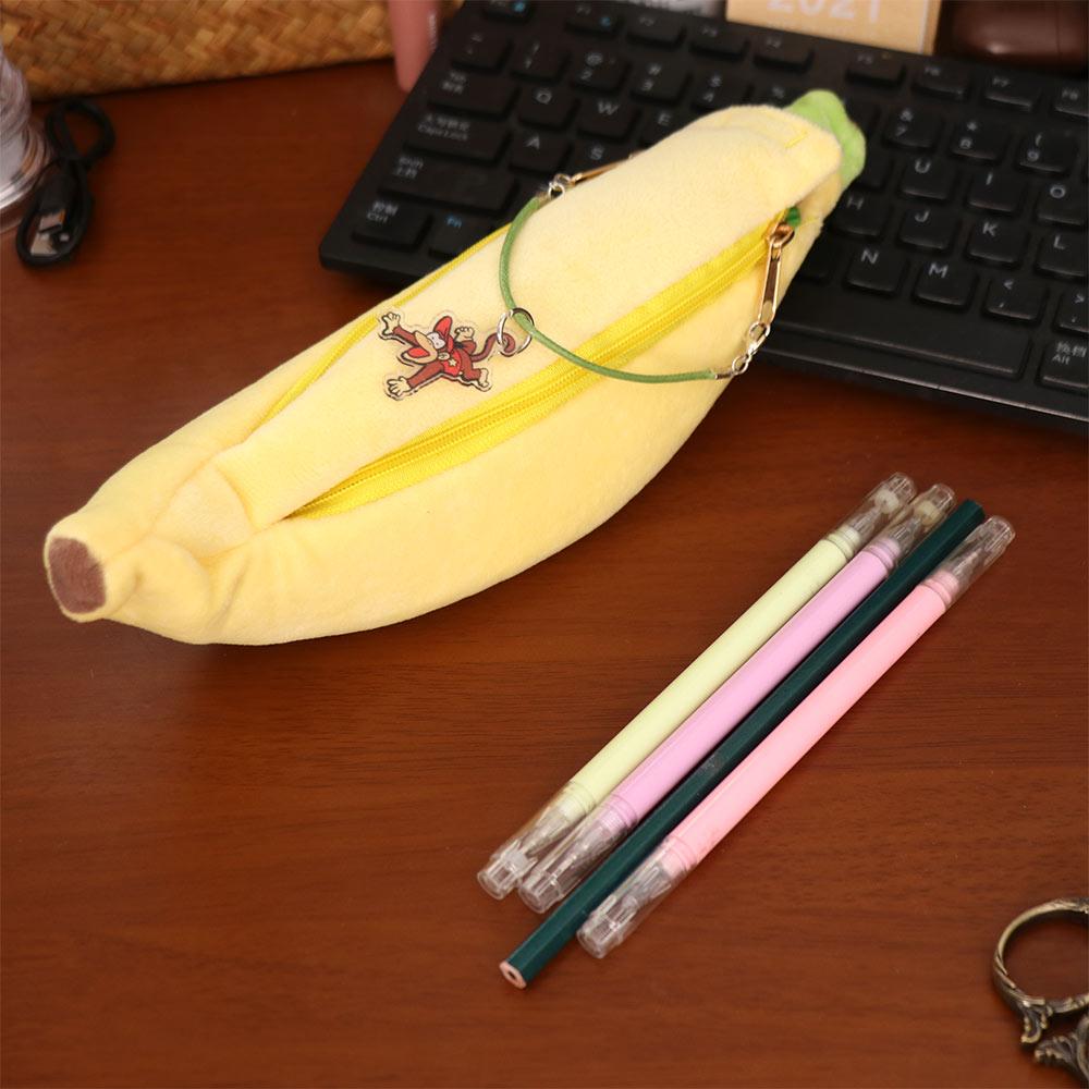 Print Banana Shape Pencil Case Desktop Storage Cloth Stationery Bag Stationery Holder
