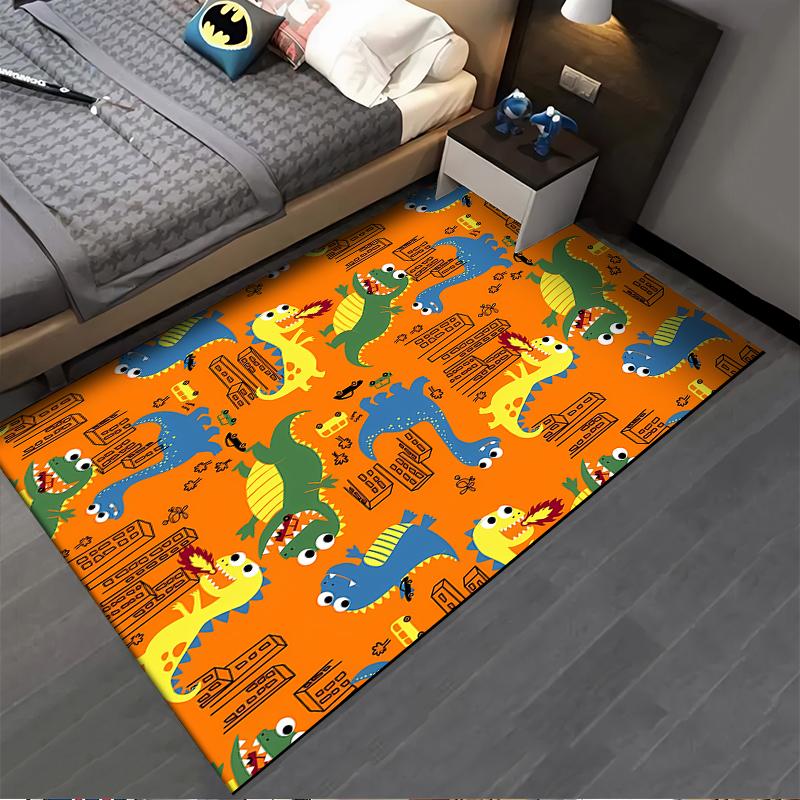 Colorful Cartoon Dinosaur Pattern Kids Carpet for Playroom Decor Suitable for use as an anti-slip for living room bedroom sofas