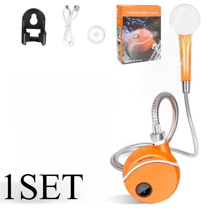 

1КОМПЛЕКТ Артефакт для купания на открытом воздухе Полевой кемпинг Общежитие Простой электрический аккумуляторный душ Бытовой портативный душ оранжевый