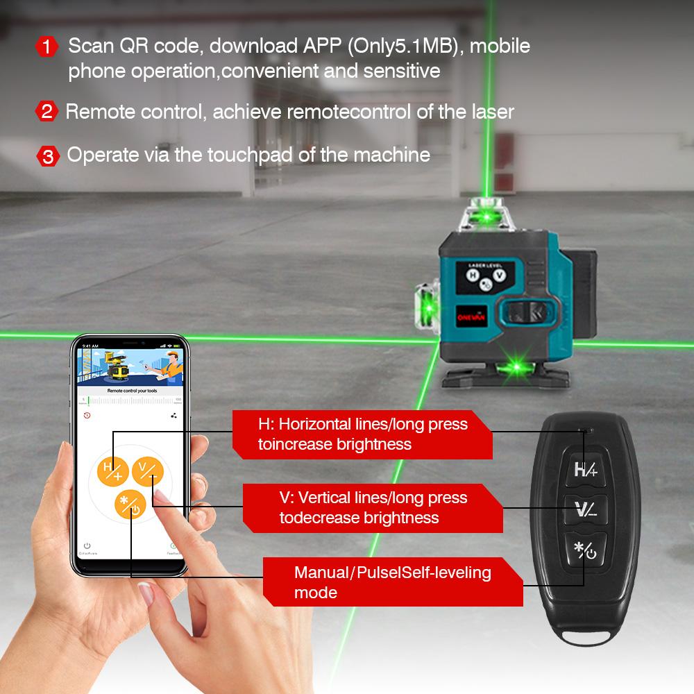 16 rader lasernivå grön linje 4D självnivellerande 360 ​​horisontell vertikal Li-ion batteri Fjärrkontroll Super kraftfull lasernivå