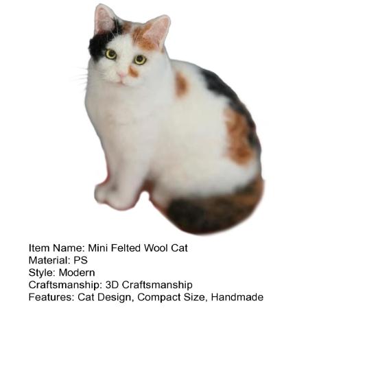 Mini Filtad Ullkatt Handgjord Nålfiltad Djurfigur Udda Gosedjur Handgjord Filtkattunge Bordsdekoration