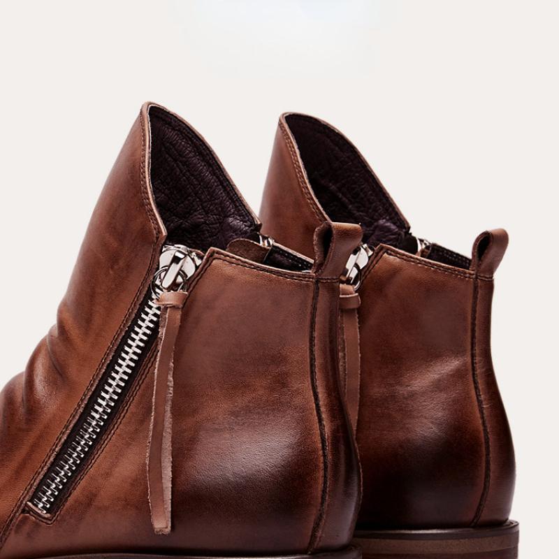 Luxury Men Boots Fashion Chelsea Boots High-top Tassel Zipper Men's Leather Shoes Designer Retro Men Ankle Boots Plus Size 38-48