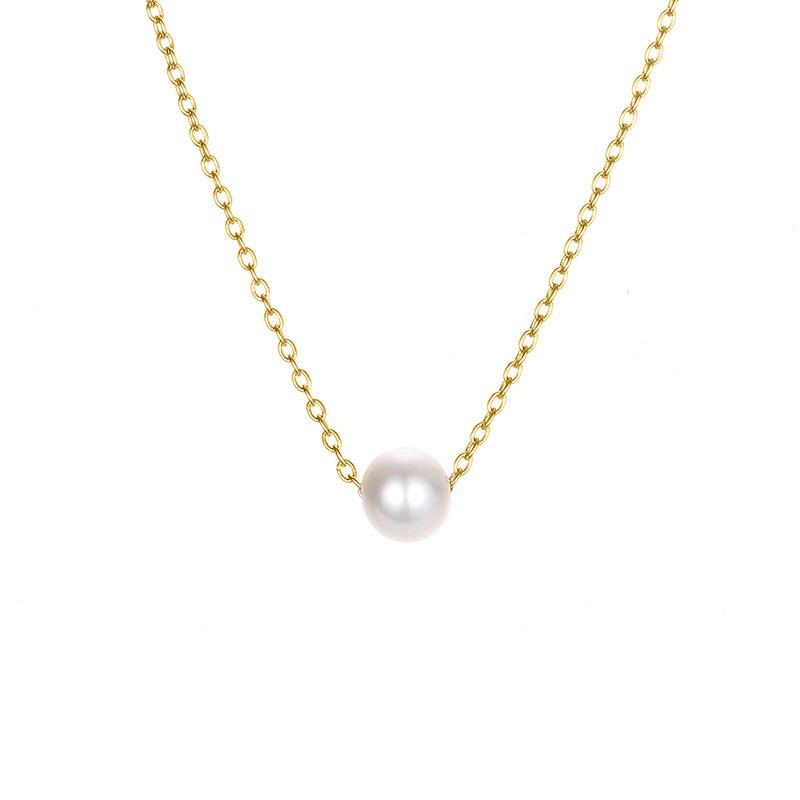 

New 925 Sterling Silver Pearl Necklace Simple Personality Woman Pendant Choker Birthday Gift for Friends Exquisite Jewelry золотий