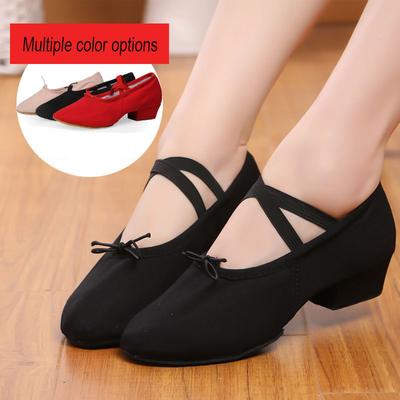 Damen Tanzschuhe Mädchen Ballett Jazz Salsa Schuhe Weiche Sohle Niedrige Absätze Kinder Tanzschuhe Rosa Schwarz Rot Kinder Latein Turnschuhe
